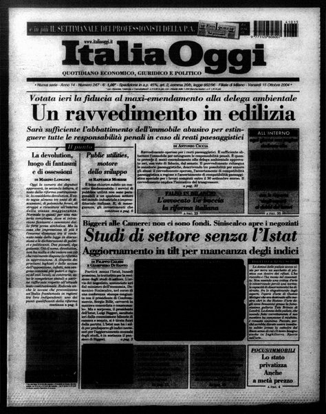 Italia oggi : quotidiano di economia finanza e politica